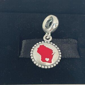Pandora  Wisconsin Map Exclusive Dangle Charm Travel Gift Pendant